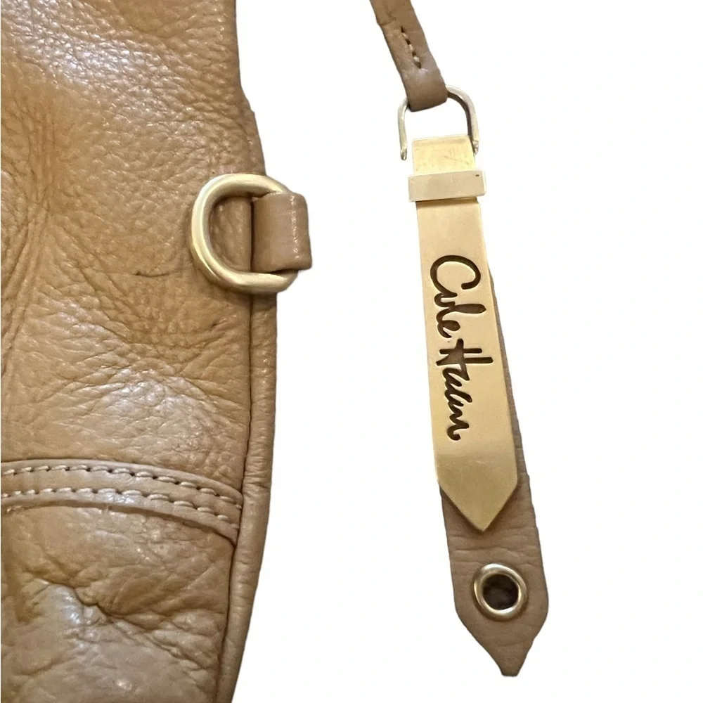 Cole Haan “Bailey” neutral tan hobo shoulder hand bag w/ brushed gold hardware